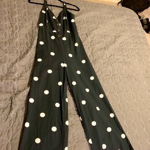 Navy Polka Dot Tie Back Jumpsuit